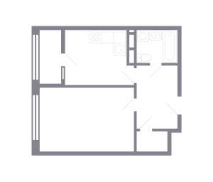 Планировка 1-комнатной квартиры в Серебрица