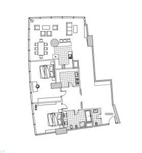 Планировка 3-комнатной квартиры в Башня Федерация