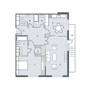 Планировка 2-комнатной квартиры в NV/9 Artkvartal