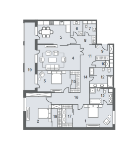 Планировка 4-комнатной квартиры в NV/9 Artkvartal - тип 1