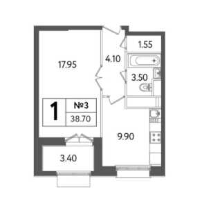 Планировка 1-комнатной квартиры в Счастье в Тушино
