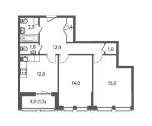 Планировка 2-комнатной квартиры в Счастье на Пресне