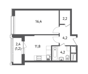 Планировка 1-комнатной квартиры в Счастье на Пресне
