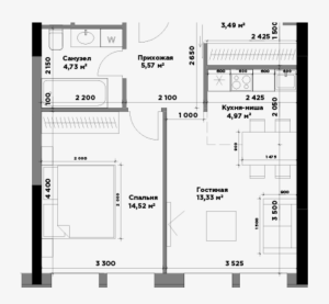 Планировка 1-комнатной квартиры в Правда