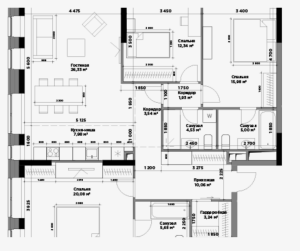 Планировка 4-комнатной квартиры в Правда - тип 1