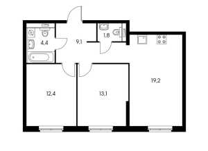 Планировка 2-комнатной квартиры в Академика Павлова