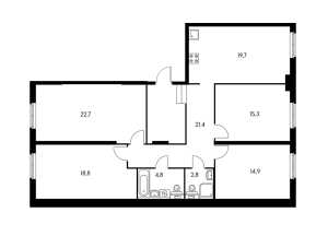Планировка 4-комнатной квартиры в Академика Павлова - тип 1