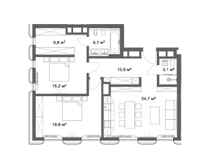 Планировка двухкомнатной квартиры в Цвет32