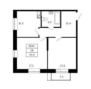 Планировка 2-комнатной квартиры в Облака