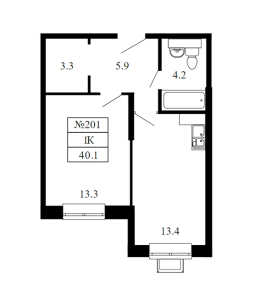 Планировка 1-комнатной квартиры в Облака
