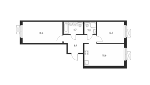 Планировка двухкомнатной квартиры в Полярная 25