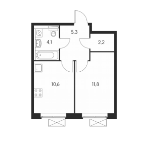 Планировка однокомнатной квартиры в Полярная 25