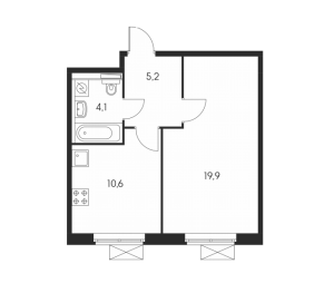 Планировка 1-комнатной квартиры в Полярная 25