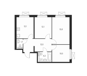 Планировка 3-комнатной квартиры в Полярная 25