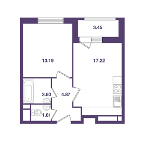 Планировка 1-комнатной квартиры в Ты и Я