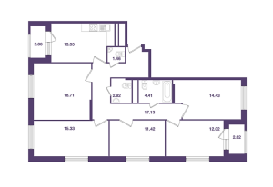 Планировка 4-комнатной квартиры в Ты и Я - тип 1