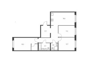 Планировка 3-комнатной квартиры в Ясеневая 14