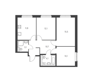 Планировка трехкомнатной квартиры в Ясеневая 14