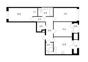 Планировка 3-комнатной квартиры в Филатов луг
