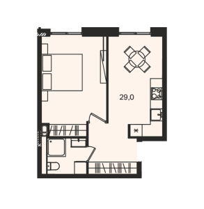 Планировка 1-комнатной квартиры в Level Павелецкая
