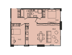 Планировка 3-комнатной квартиры в Level Павелецкая