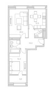 Планировка 2-комнатной квартиры в Life-Кутузовский