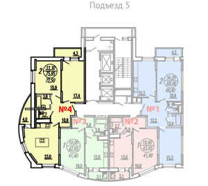 Планировка 2-комнатной квартиры в Дирижабельная, 1