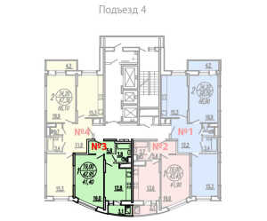 Планировка 1-комнатной квартиры в Дирижабельная, 1