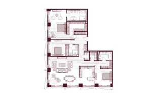 Планировка 4-комнатной квартиры в Prime Park - тип 2