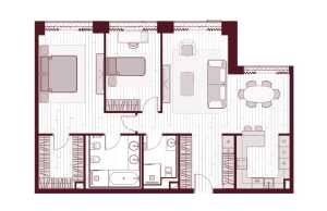 Планировка 3-комнатной квартиры в Prime Park