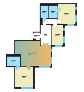 Планировка 4-комнатной квартиры в Вавилово - тип 1