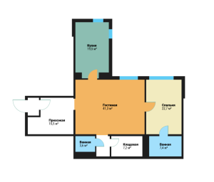 Планировка 2-комнатной квартиры в Вавилово