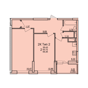 Планировка 2-комнатной квартиры в Нижегородский
