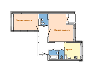 Планировка 2-комнатной квартиры в Останкинский
