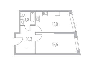 Планировка 1-комнатной квартиры в Крылья