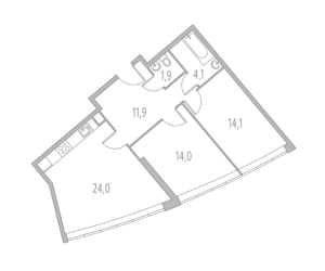 Планировка 2-комнатной квартиры в Крылья