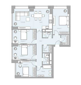 Планировка 4-комнатной квартиры в Небо - тип 1