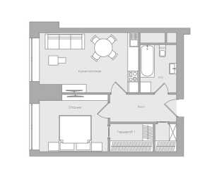 Планировка 1-комнатной квартиры в Небо