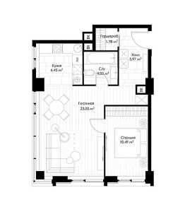 Планировка 1-комнатной квартиры в Story
