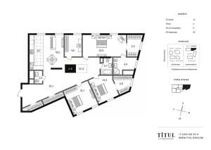 Планировка 4-комнатной квартиры в Titul на Серебрянической набережной - тип 1