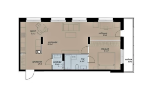 Планировка 2-комнатной квартиры в Аалто
