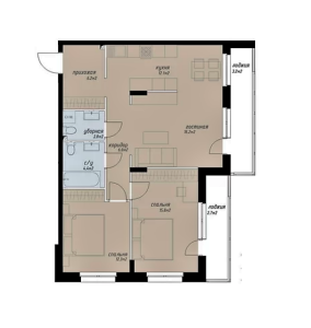 Планировка 3-комнатной квартиры в Аалто