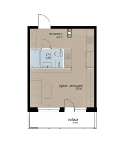 Планировка 1-комнатной квартиры в Аалто