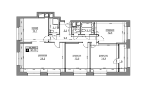 Планировка 4-комнатной квартиры в Румянцево-Парк - тип 1