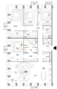 Планировка 4-комнатной квартиры в Lucky - тип 1