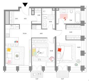 Планировка 2-комнатной квартиры в Lucky