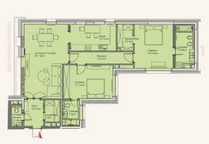 Планировка 3-комнатной квартиры в Edison House