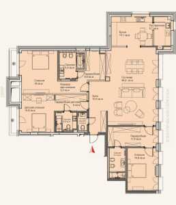 Планировка 4-комнатной квартиры в Edison House - тип 1
