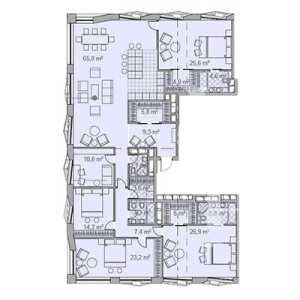 Планировка 4-комнатной квартиры в Maison Rouge - тип 1