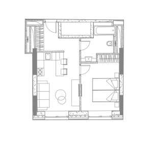 Планировка 1-комнатной квартиры в YE’S Ботаника